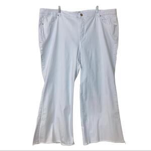Eloquii Denim Women's High Rise White Raw Flare Crop Hem Jeans Size 26 Plus
